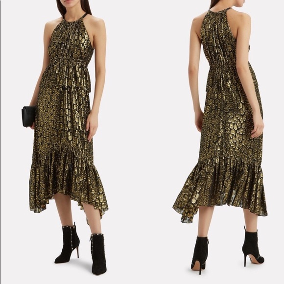 NWT A.L.C. Golden Leopard Rosa Midi Dress - Picture 2 of 7